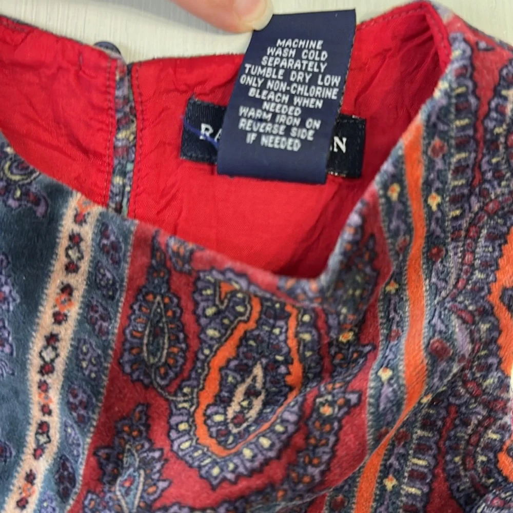 Ralph Lauren Velvet Patchwork Paisley Print Dress
